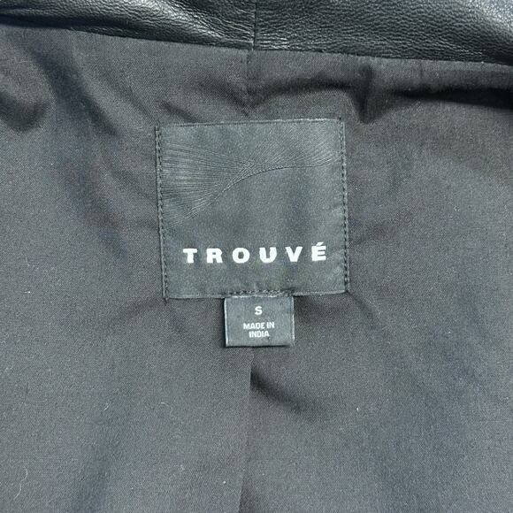 Trouve Lightweight Leather Moto Jacket Womens Small Black Open Front Drape Chic - Picture 7 of 10